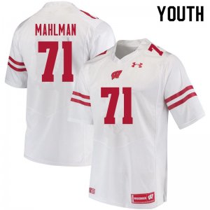 Youth Wisconsin Badgers NCAA #71 Riley Mahlman White Authentic Under Armour Stitched College Football Jersey NQ31A43XX